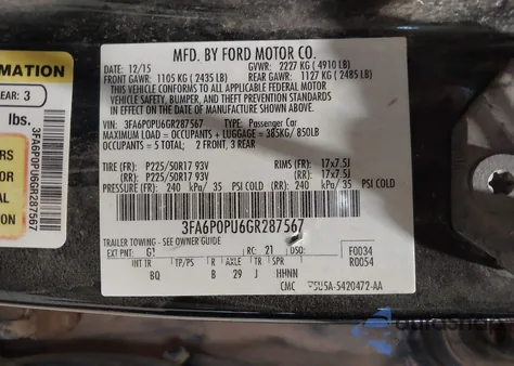 2016 Ford Fusion Energi Se Luxury from USA, damaged, VIN 3FA6P0PU6GR287567